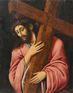 "Christus mit dem Kreuz" Öl auf Holz VERKAUFT